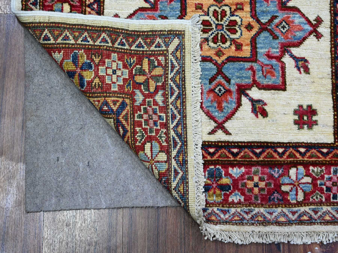 2'7" x 10'7" New Hand Knotted Ivory Wool Runner Oriental Rug - MOA10289561