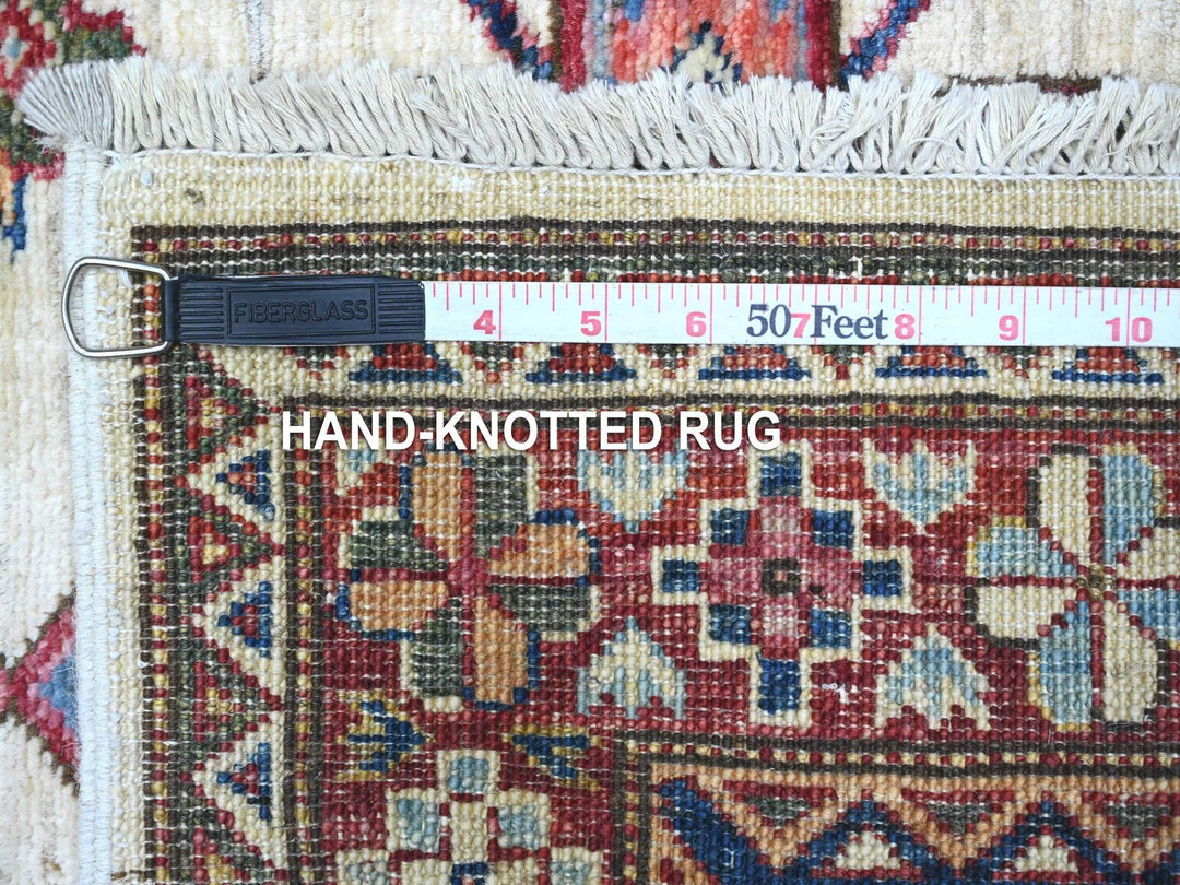 2'7" x 10'7" New Hand Knotted Ivory Wool Runner Oriental Rug - MOA10289561