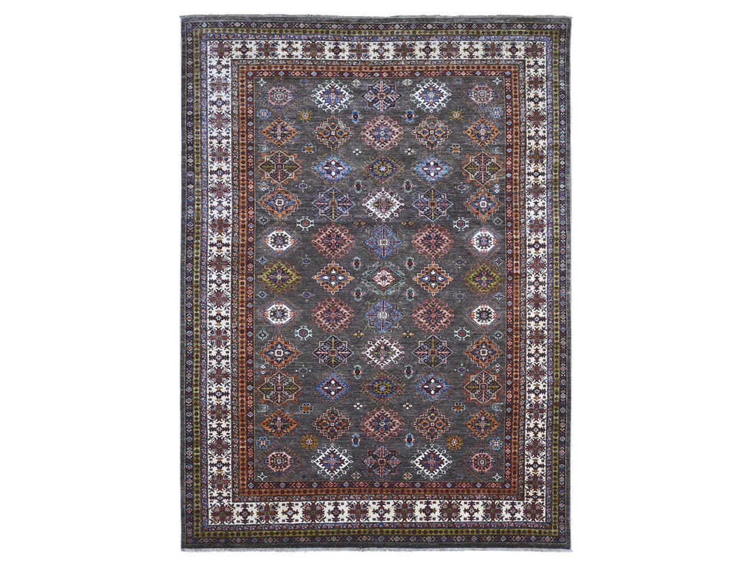 8'10" x 11'11" New Hand Knotted Grey Wool Rectangle Oriental Rug - MOA10289564