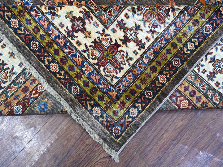 8'10" x 11'11" New Hand Knotted Grey Wool Rectangle Oriental Rug - MOA10289564