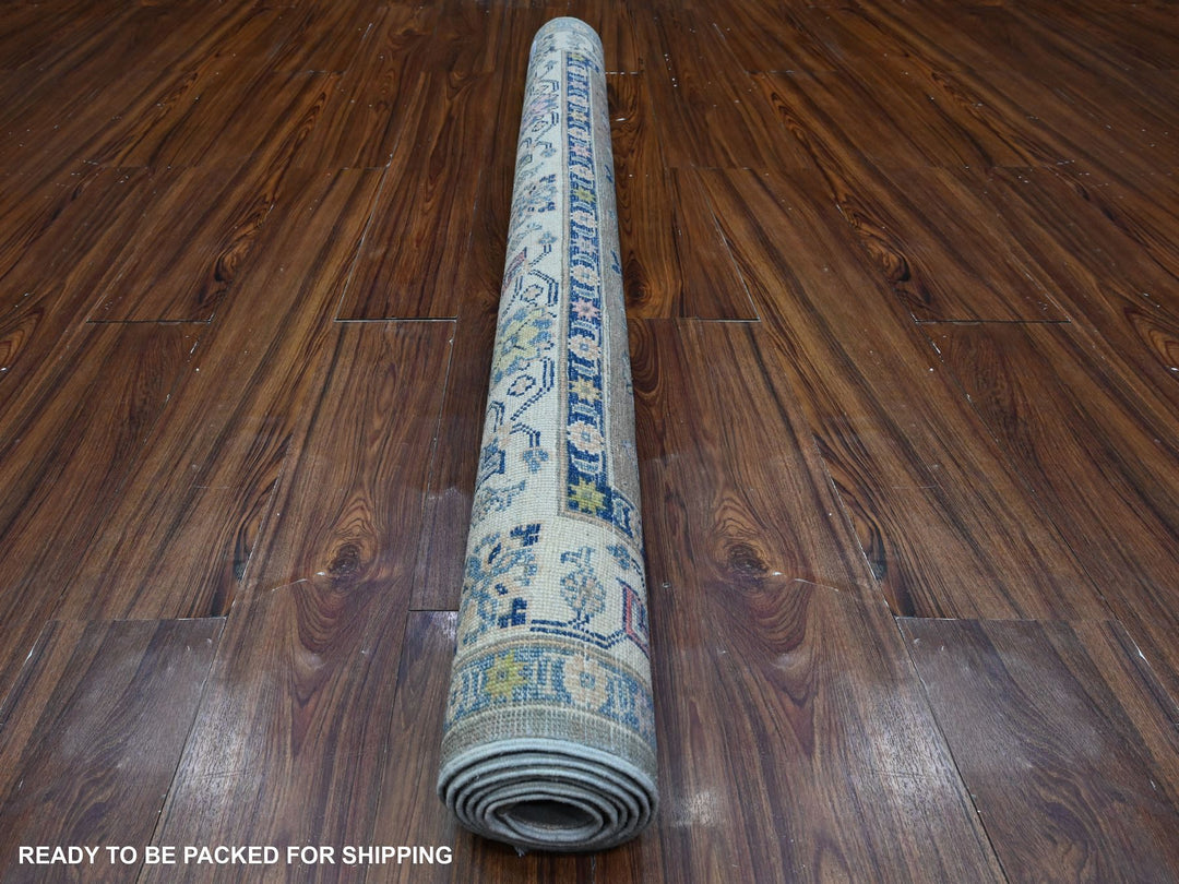 4'10" x 6'1" New Hand Knotted Grey Wool Rectangle Oriental Rug - MOA10289607