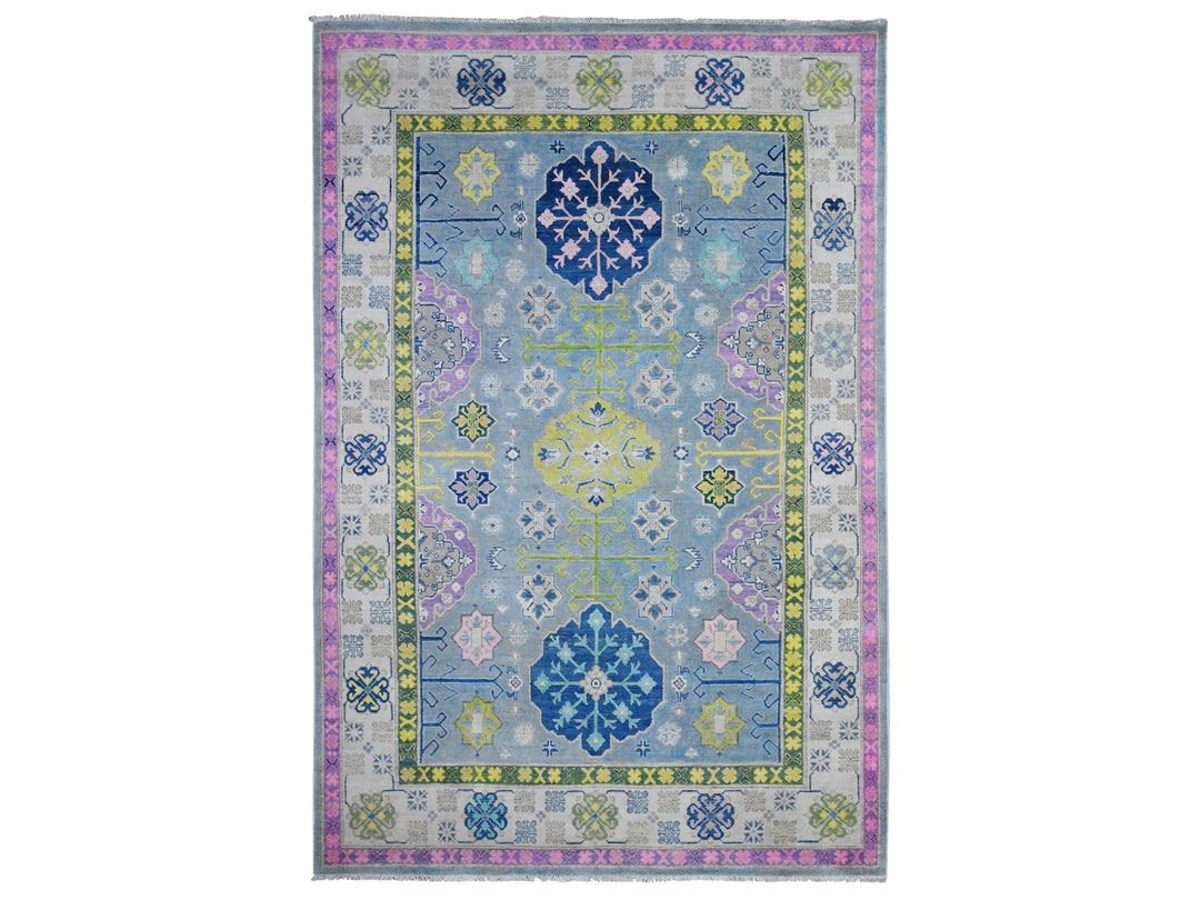 5'10" x 8'10" New Hand Knotted Grey Wool Rectangle Oriental Rug - MOA10289610