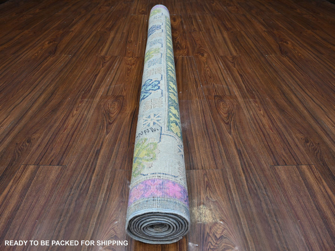 5'10" x 8'10" New Hand Knotted Grey Wool Rectangle Oriental Rug - MOA10289610