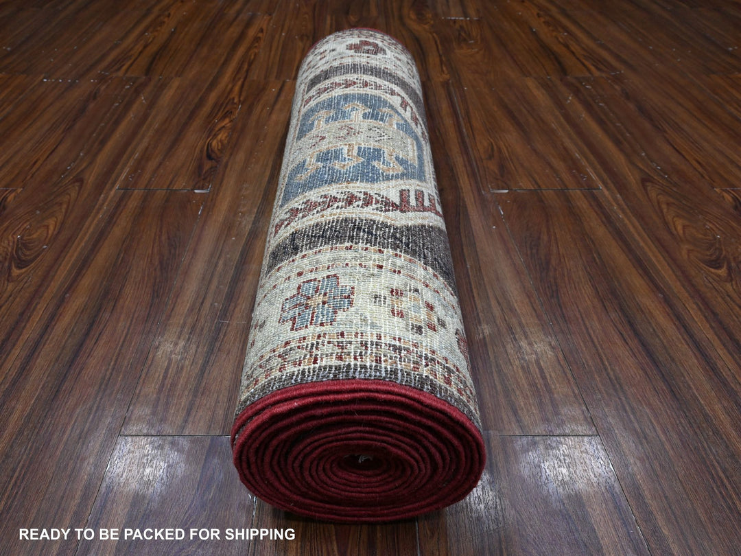 2'6" x 19'5" New Hand Knotted Brown Wool Runner Oriental Rug - MOA10289616