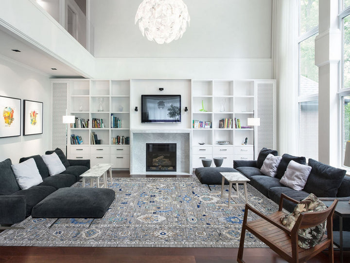 11'9" x 15'2" New Hand Knotted Grey Wool Rectangle Oriental Rug - MOA10289619