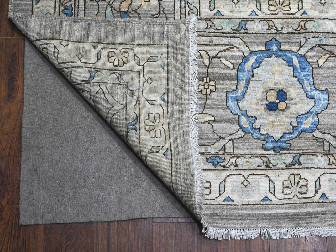 11'9" x 15'2" New Hand Knotted Grey Wool Rectangle Oriental Rug - MOA10289619