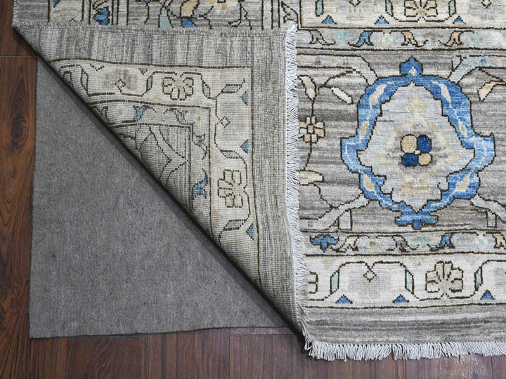 11'9" x 15'2" New Hand Knotted Grey Wool Rectangle Oriental Rug - MOA10289619