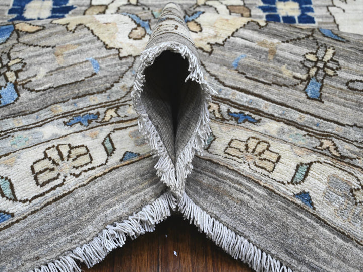 11'9" x 15'2" New Hand Knotted Grey Wool Rectangle Oriental Rug - MOA10289619