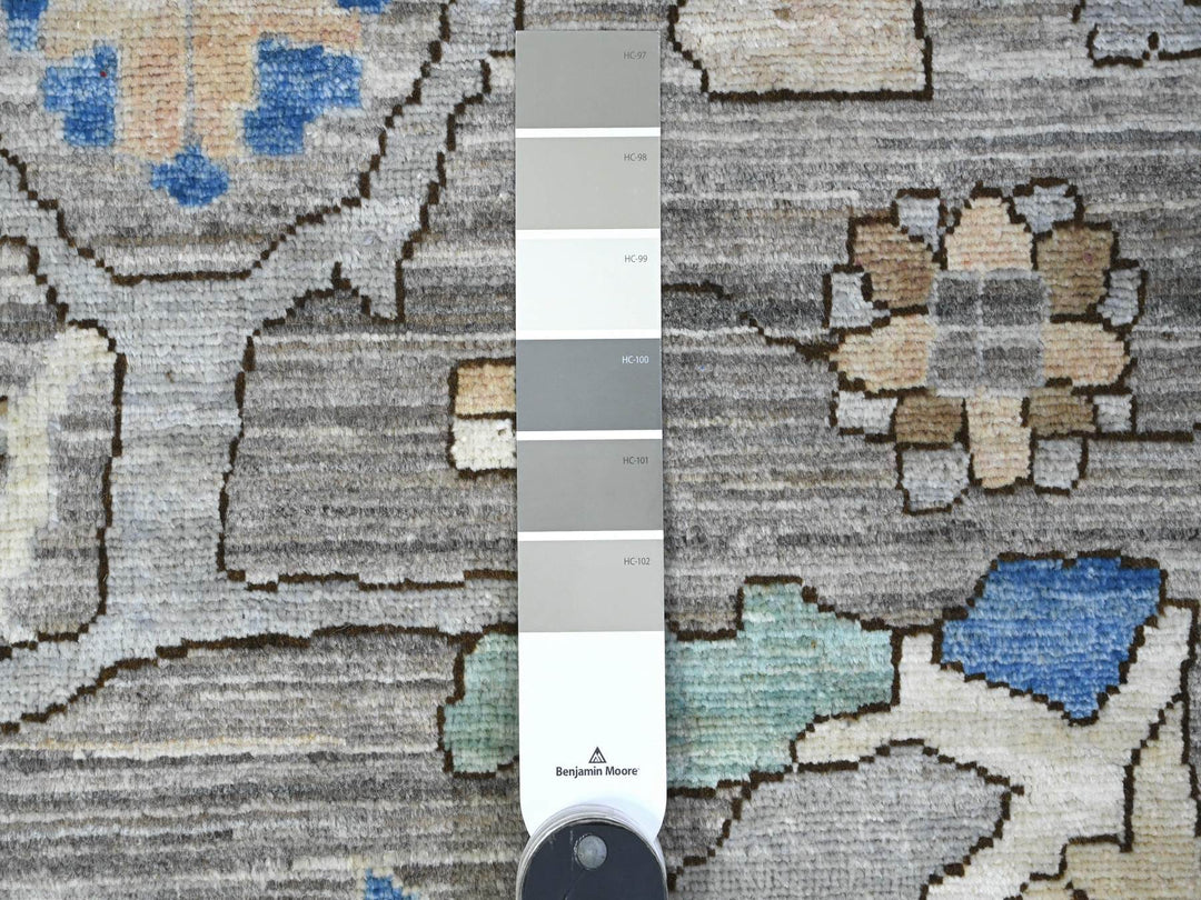 11'9" x 15'2" New Hand Knotted Grey Wool Rectangle Oriental Rug - MOA10289619