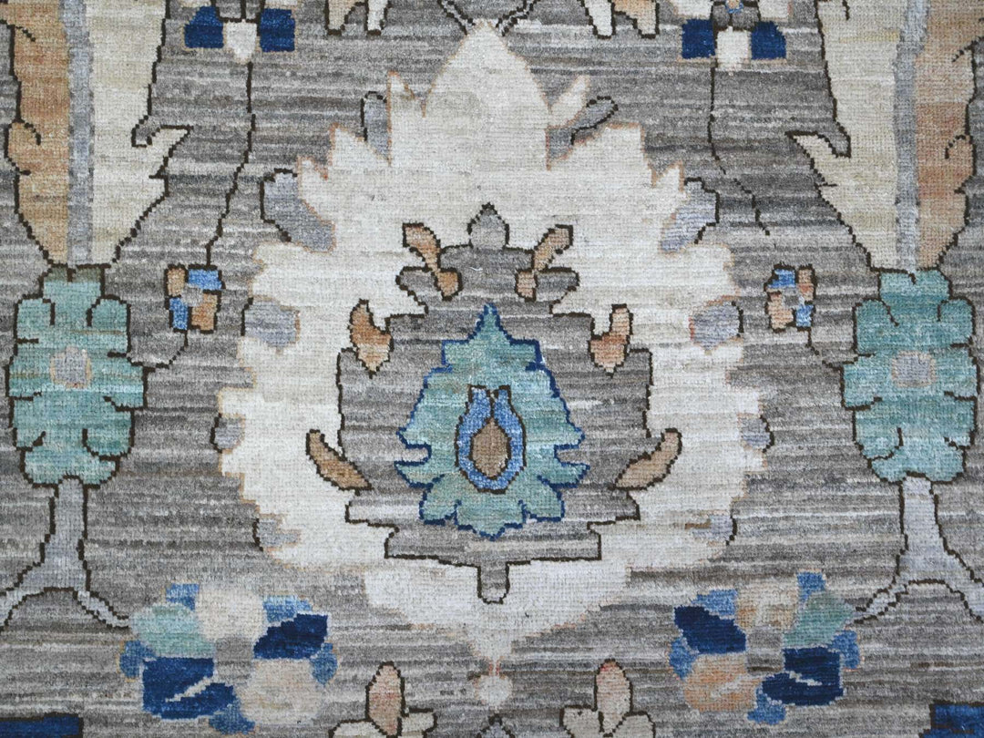 11'9" x 15'2" New Hand Knotted Grey Wool Rectangle Oriental Rug - MOA10289619