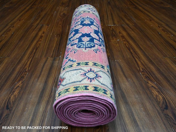 2'6" x 15'6" New Hand Knotted Pink Wool Runner Oriental Rug - MOA10289622