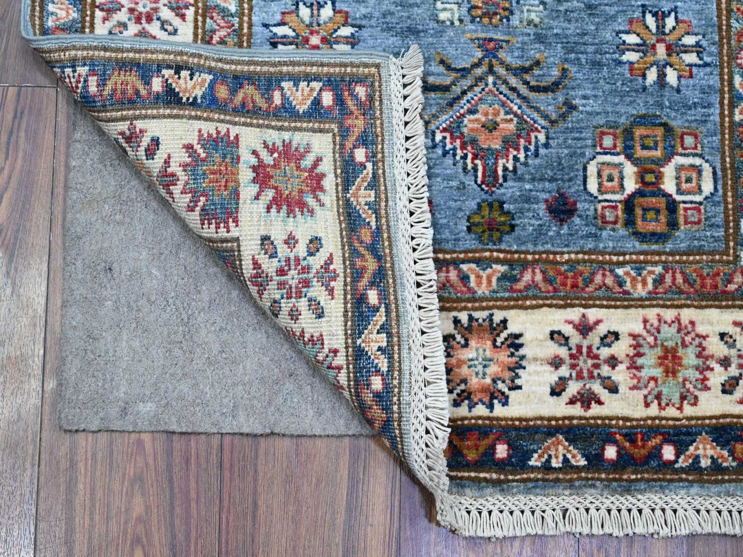 2'7" x 19'6" New Hand Knotted Blue Wool Runner Oriental Rug - MOA10289638