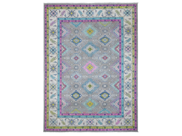 8'2" x 11'5" New Hand Knotted Grey Wool Rectangle Oriental Rug - MOA10289641