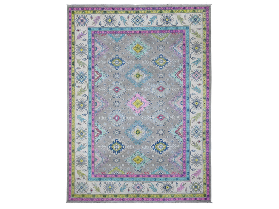 8'2" x 11'5" New Hand Knotted Grey Wool Rectangle Oriental Rug - MOA10289641