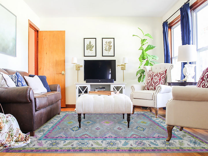 8'2" x 11'5" New Hand Knotted Grey Wool Rectangle Oriental Rug - MOA10289641