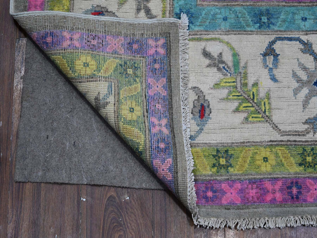 8'2" x 11'5" New Hand Knotted Grey Wool Rectangle Oriental Rug - MOA10289641