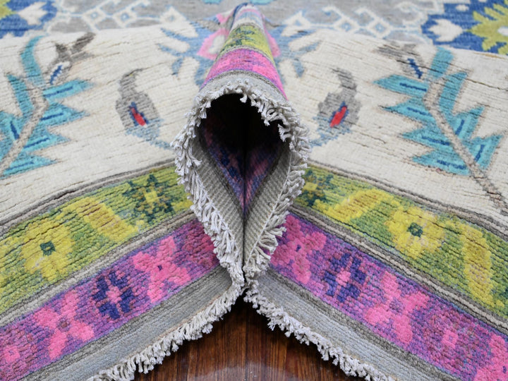 8'2" x 11'5" New Hand Knotted Grey Wool Rectangle Oriental Rug - MOA10289641