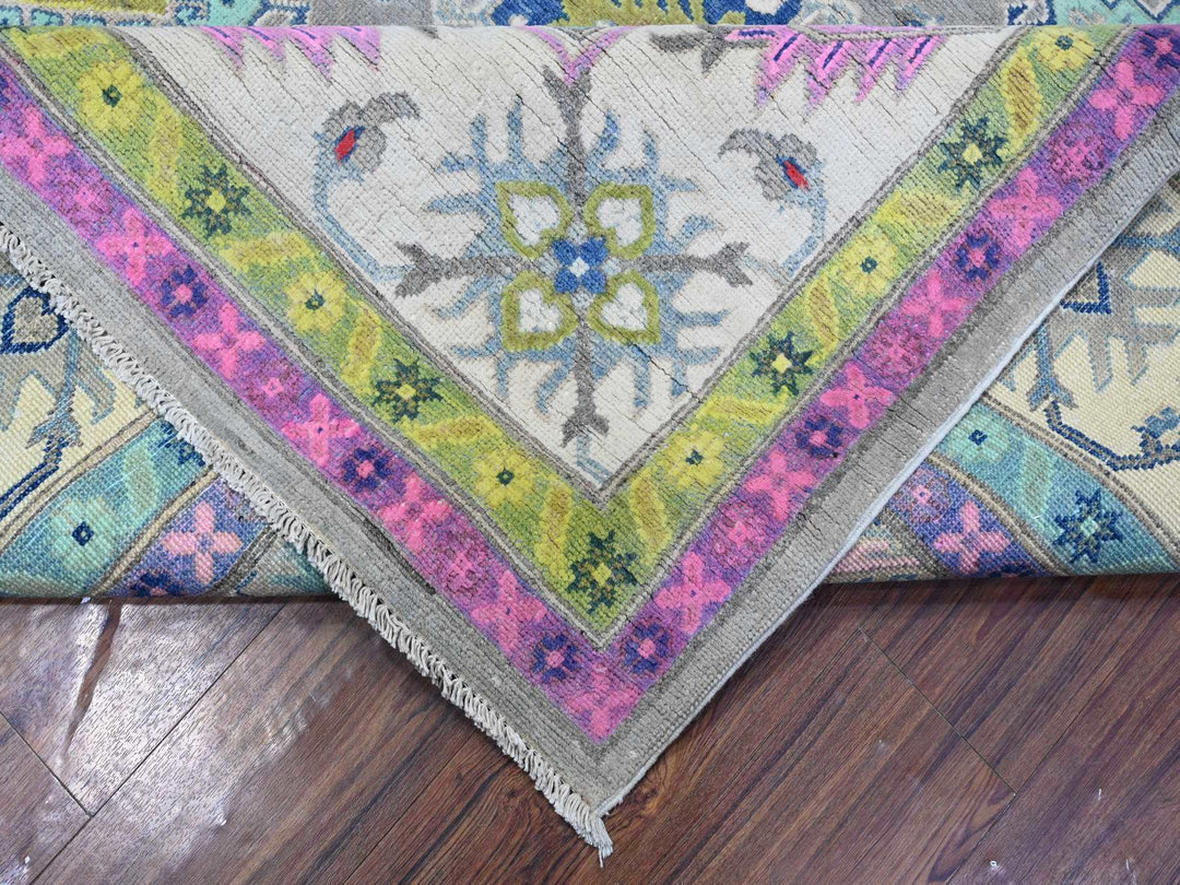 8'2" x 11'5" New Hand Knotted Grey Wool Rectangle Oriental Rug - MOA10289641