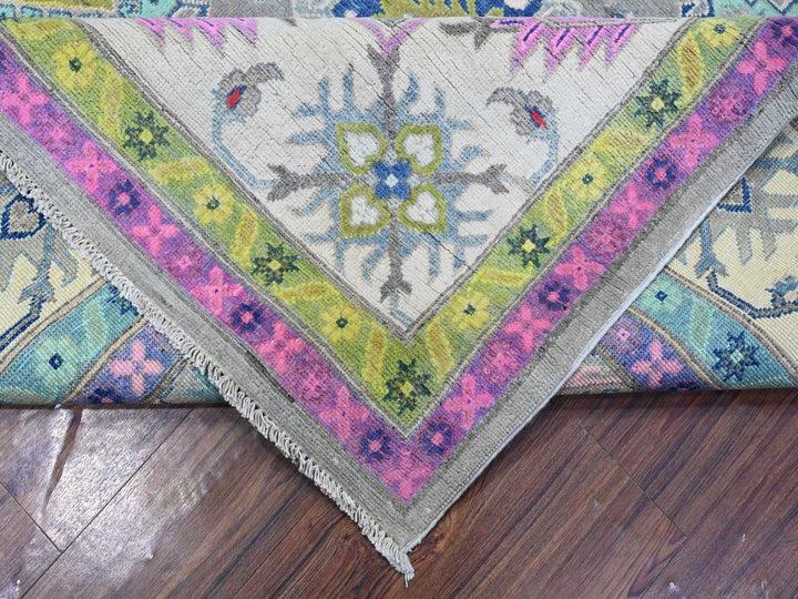 8'2" x 11'5" New Hand Knotted Grey Wool Rectangle Oriental Rug - MOA10289641