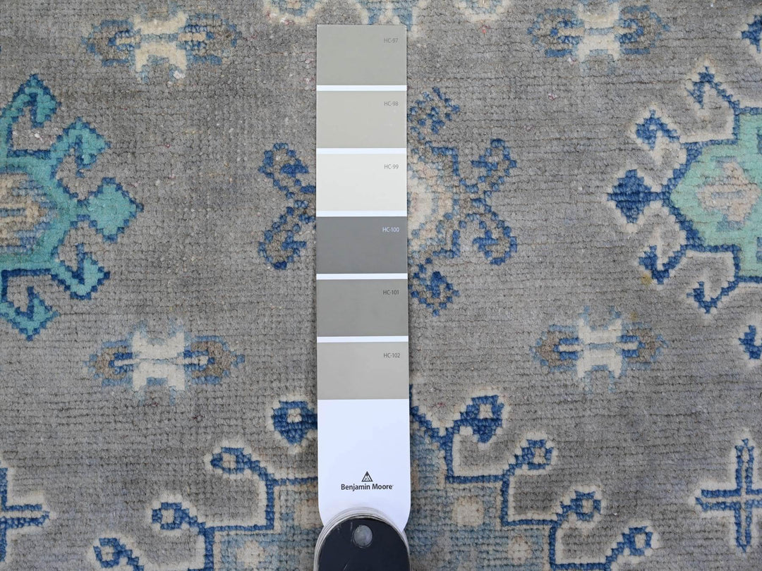 8'2" x 11'5" New Hand Knotted Grey Wool Rectangle Oriental Rug - MOA10289641