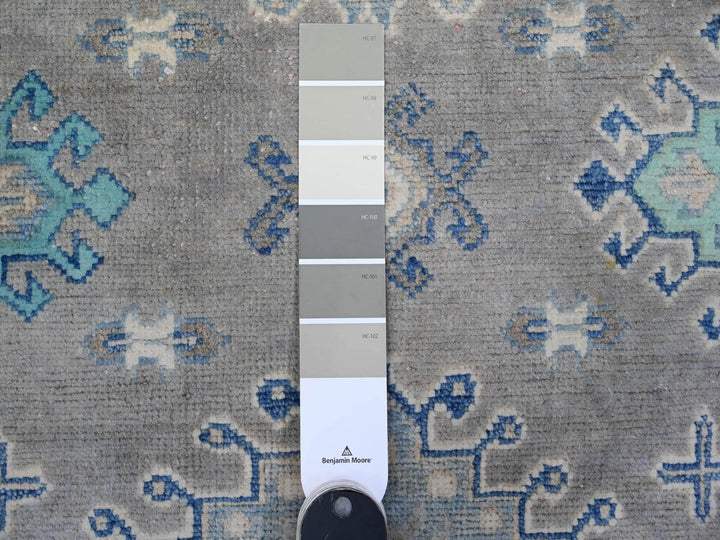 8'2" x 11'5" New Hand Knotted Grey Wool Rectangle Oriental Rug - MOA10289641