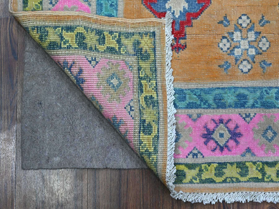 3'11" x 5'9" New Hand Knotted Orange Wool Rectangle Oriental Rug - MOA10289711