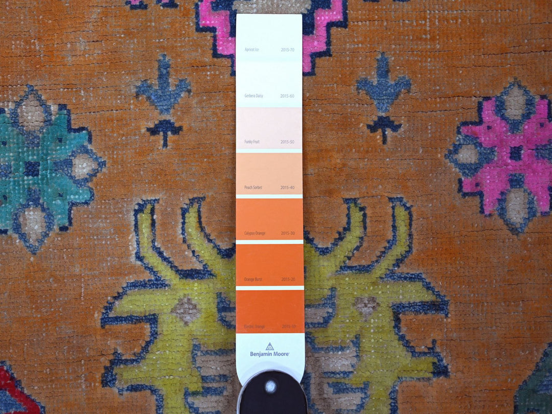 3'11" x 5'9" New Hand Knotted Orange Wool Rectangle Oriental Rug - MOA10289711