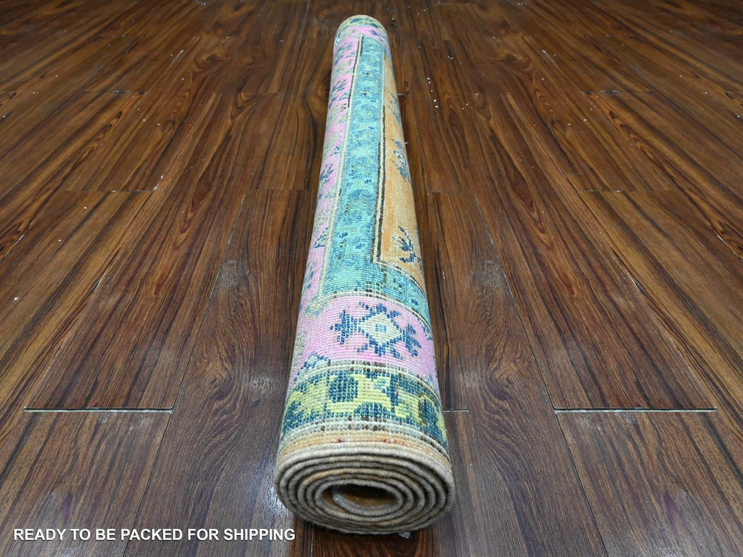 3'11" x 5'9" New Hand Knotted Orange Wool Rectangle Oriental Rug - MOA10289711