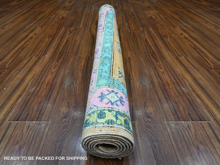 3'11" x 5'9" New Hand Knotted Orange Wool Rectangle Oriental Rug - MOA10289711