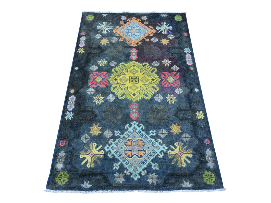 3'2" x 4'11" New Hand Knotted Black Wool Rectangle Oriental Rug - MOA10289712