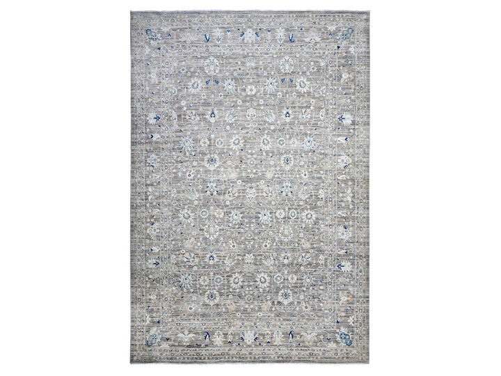 11'11" x 17'11" New Hand Knotted Grey Wool Rectangle Oriental Rug - MOA10289723