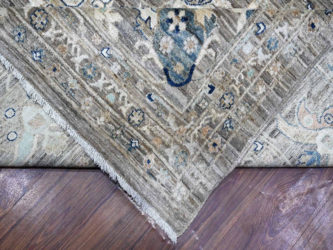 11'11" x 17'11" New Hand Knotted Grey Wool Rectangle Oriental Rug - MOA10289723
