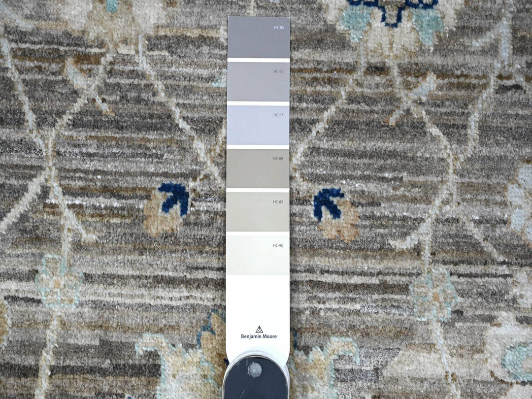 11'11" x 17'11" New Hand Knotted Grey Wool Rectangle Oriental Rug - MOA10289723