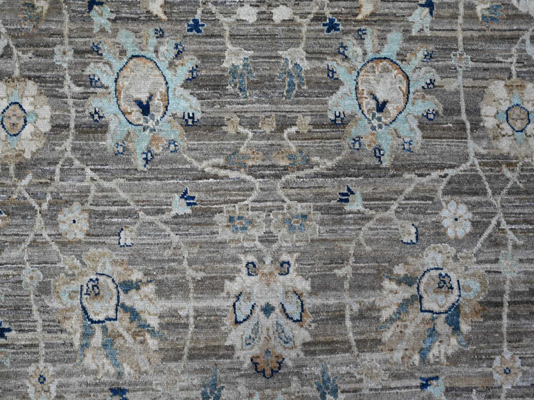 11'11" x 17'11" New Hand Knotted Grey Wool Rectangle Oriental Rug - MOA10289723