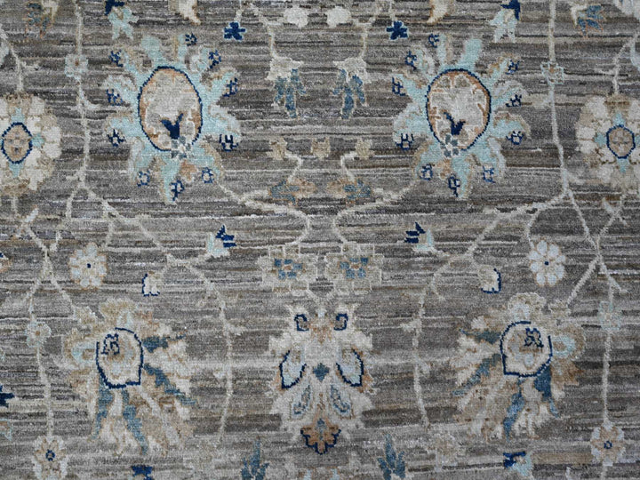 11'11" x 17'11" New Hand Knotted Grey Wool Rectangle Oriental Rug - MOA10289723