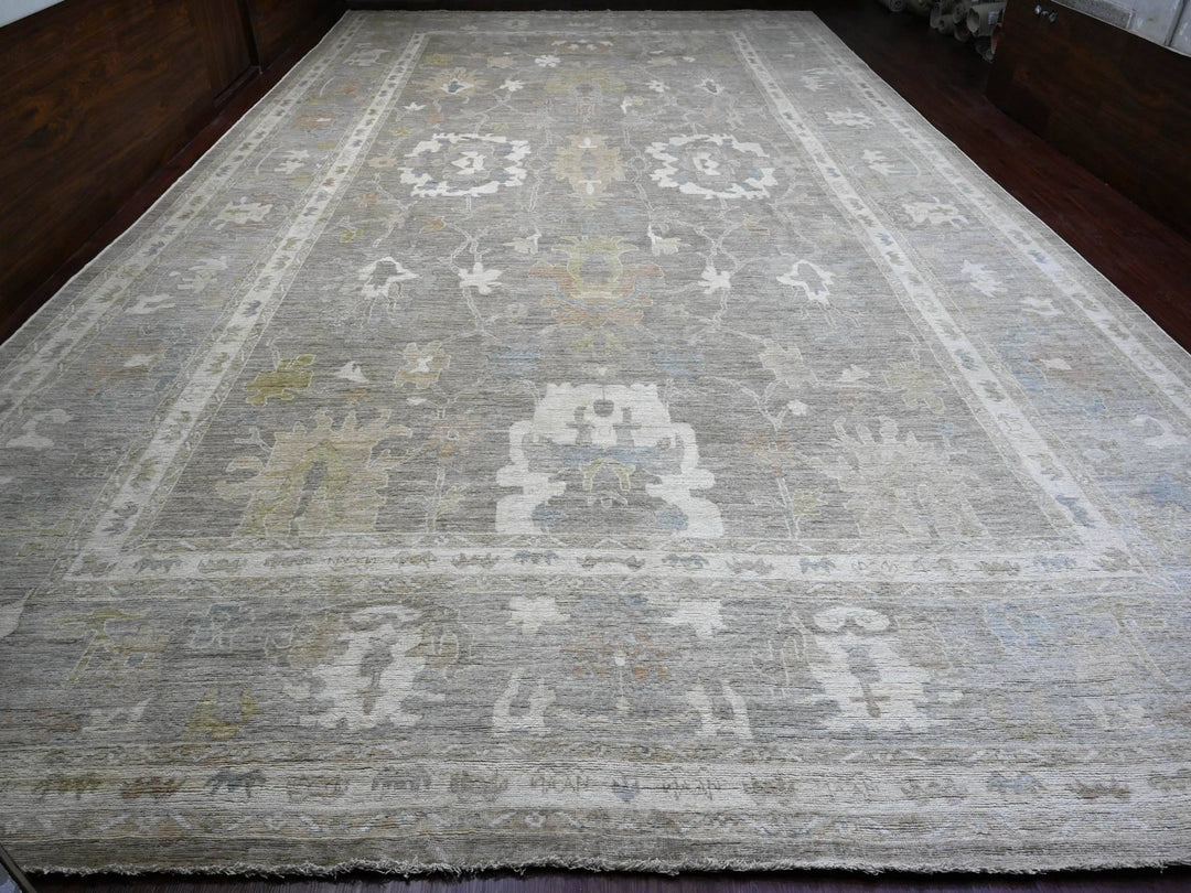 13'11" x 23'3" New Hand Knotted Brown Wool Rectangle Oriental Rug - MOA10289740