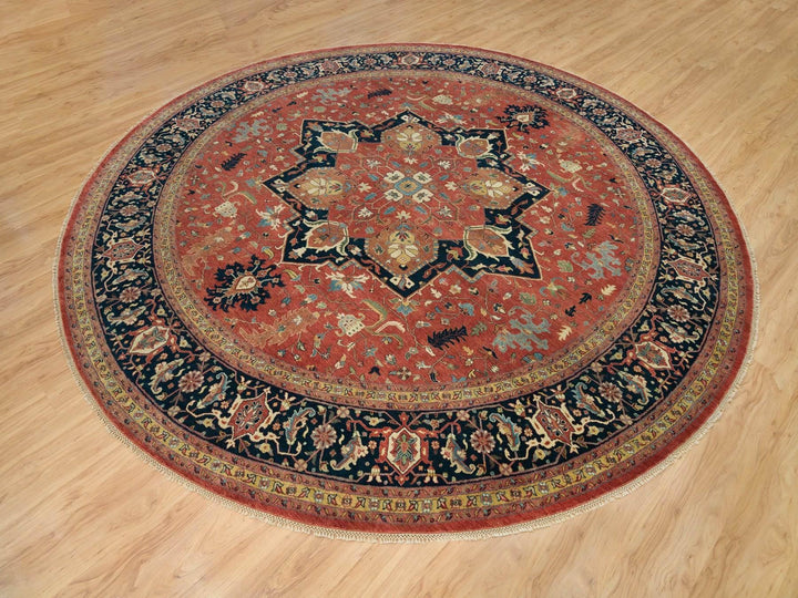 11'10" x 11'10" New Hand Knotted Red Wool Round Oriental Rug - MOA10290102