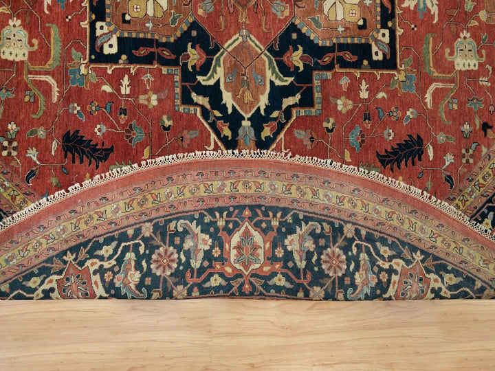 11'10" x 11'10" New Hand Knotted Red Wool Round Oriental Rug - MOA10290102