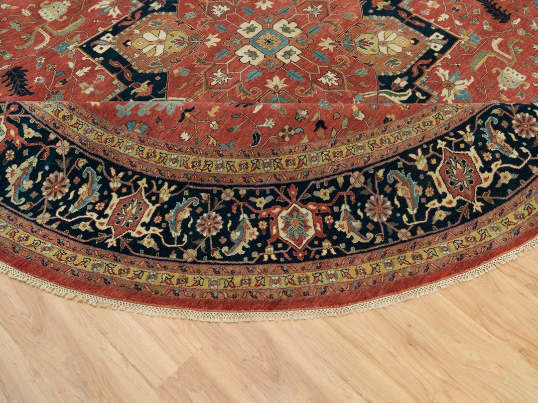 11'10" x 11'10" New Hand Knotted Red Wool Round Oriental Rug - MOA10290102