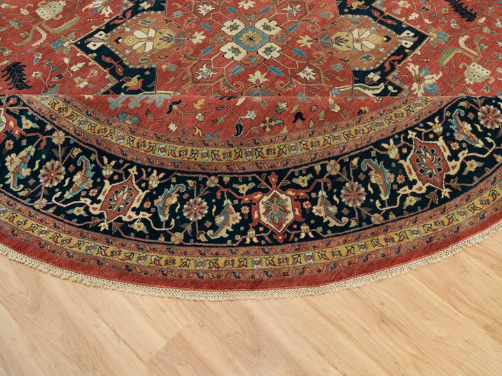 11'10" x 11'10" New Hand Knotted Red Wool Round Oriental Rug - MOA10290102