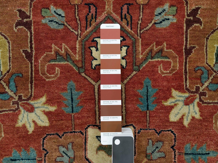 11'10" x 11'10" New Hand Knotted Red Wool Round Oriental Rug - MOA10290102