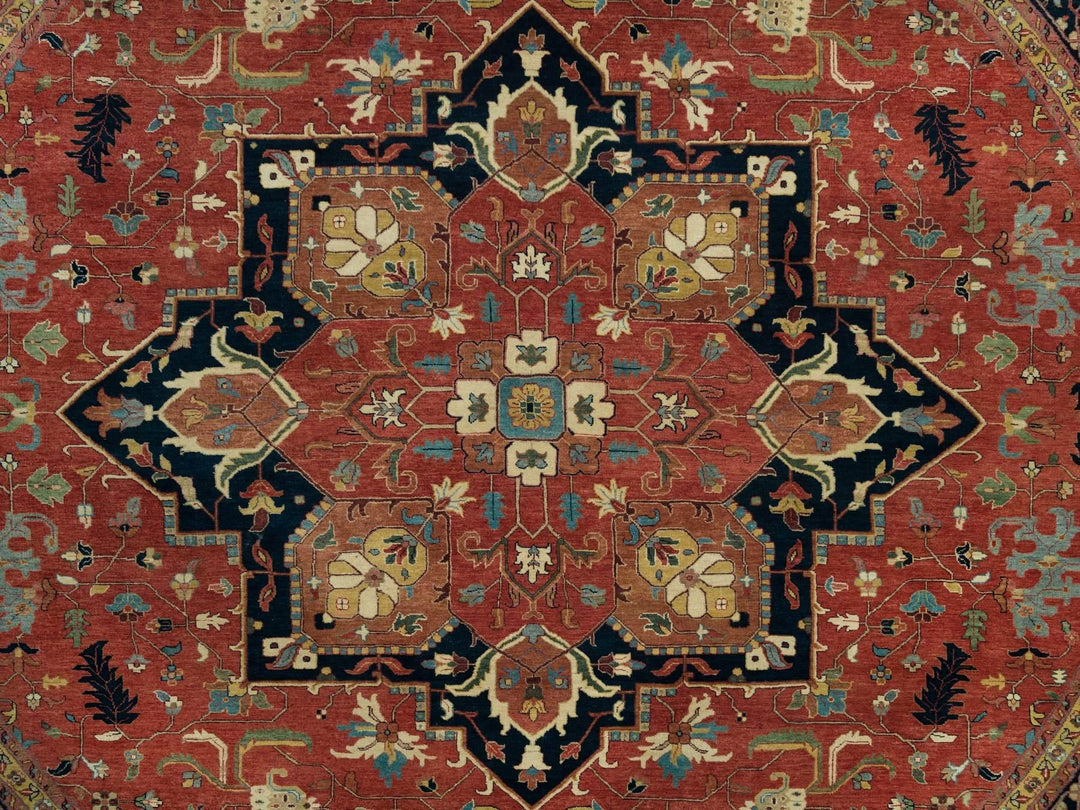 11'10" x 11'10" New Hand Knotted Red Wool Round Oriental Rug - MOA10290102