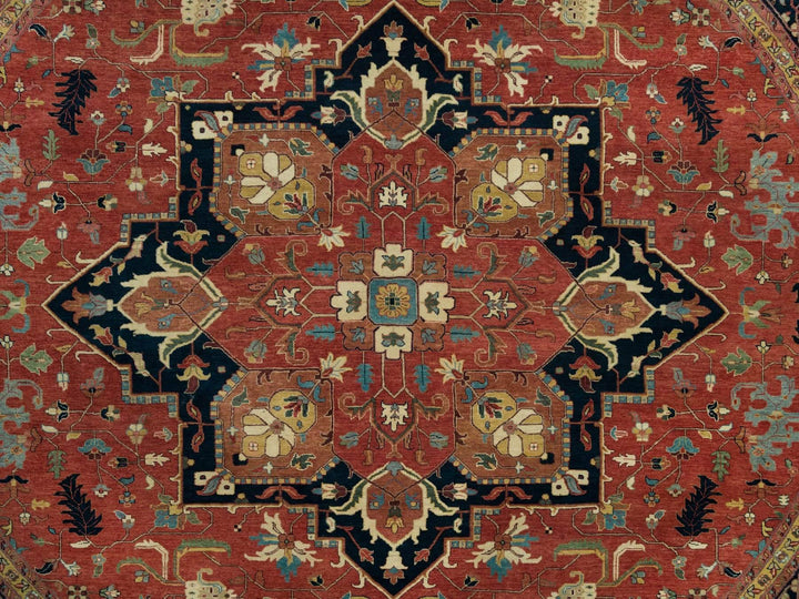 11'10" x 11'10" New Hand Knotted Red Wool Round Oriental Rug - MOA10290102