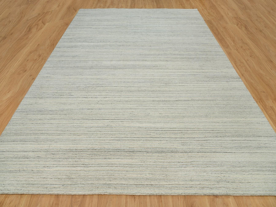 10'1" x 14'0" New Hand Loomed Ivory Wool Rectangle Oriental Rug - MOA10290125