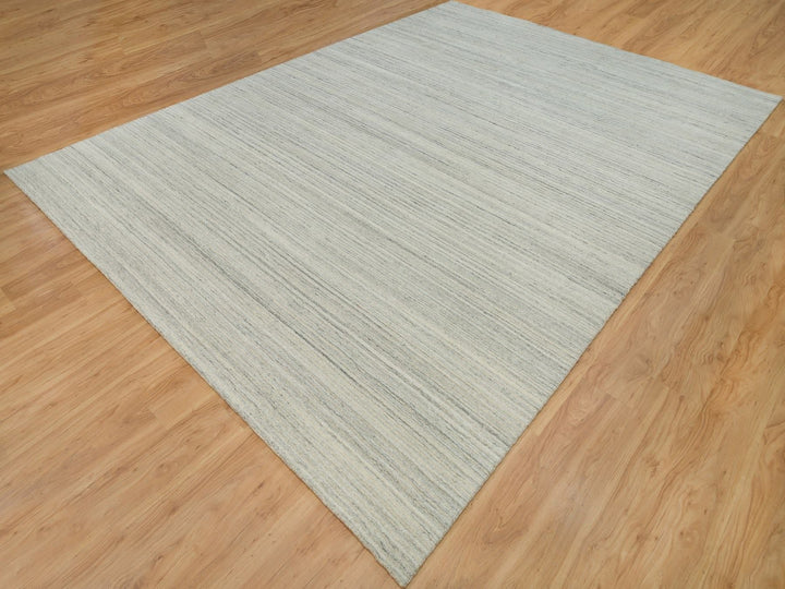 10'1" x 14'0" New Hand Loomed Ivory Wool Rectangle Oriental Rug - MOA10290125