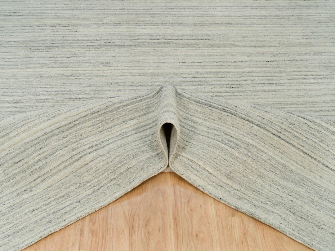 10'1" x 14'0" New Hand Loomed Ivory Wool Rectangle Oriental Rug - MOA10290125