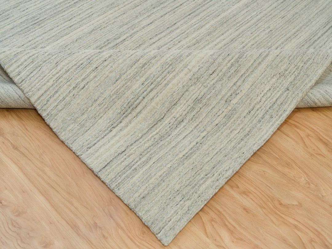 10'1" x 14'0" New Hand Loomed Ivory Wool Rectangle Oriental Rug - MOA10290125