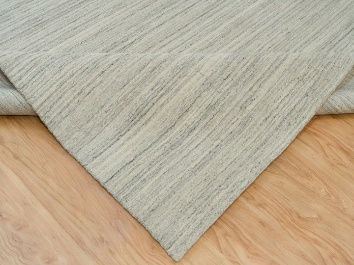 10'1" x 14'0" New Hand Loomed Ivory Wool Rectangle Oriental Rug - MOA10290125