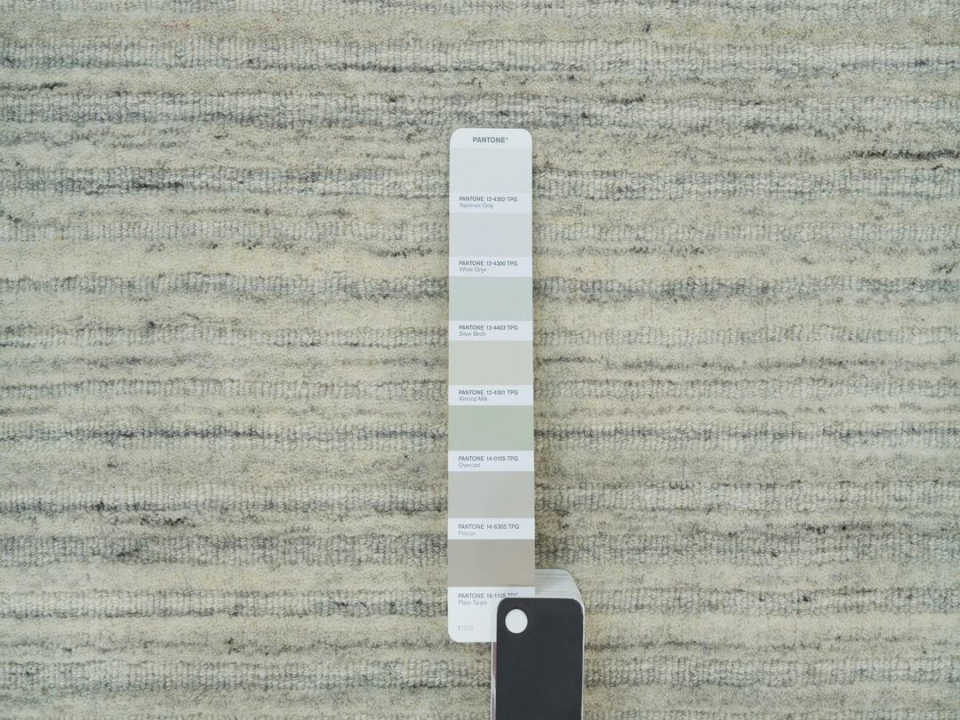 10'1" x 14'0" New Hand Loomed Ivory Wool Rectangle Oriental Rug - MOA10290125