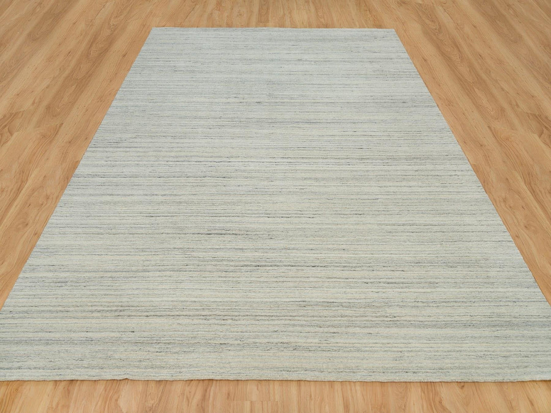 9'1" x 11'11" New Hand Loomed Ivory Wool Rectangle Oriental Rug - MOA10290126